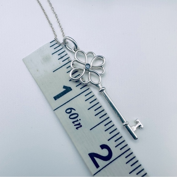 Tiffany & Co Sapphire Knot Key Charm Necklace in Sterling Silver with PACKAGING - Picture 10 of 11